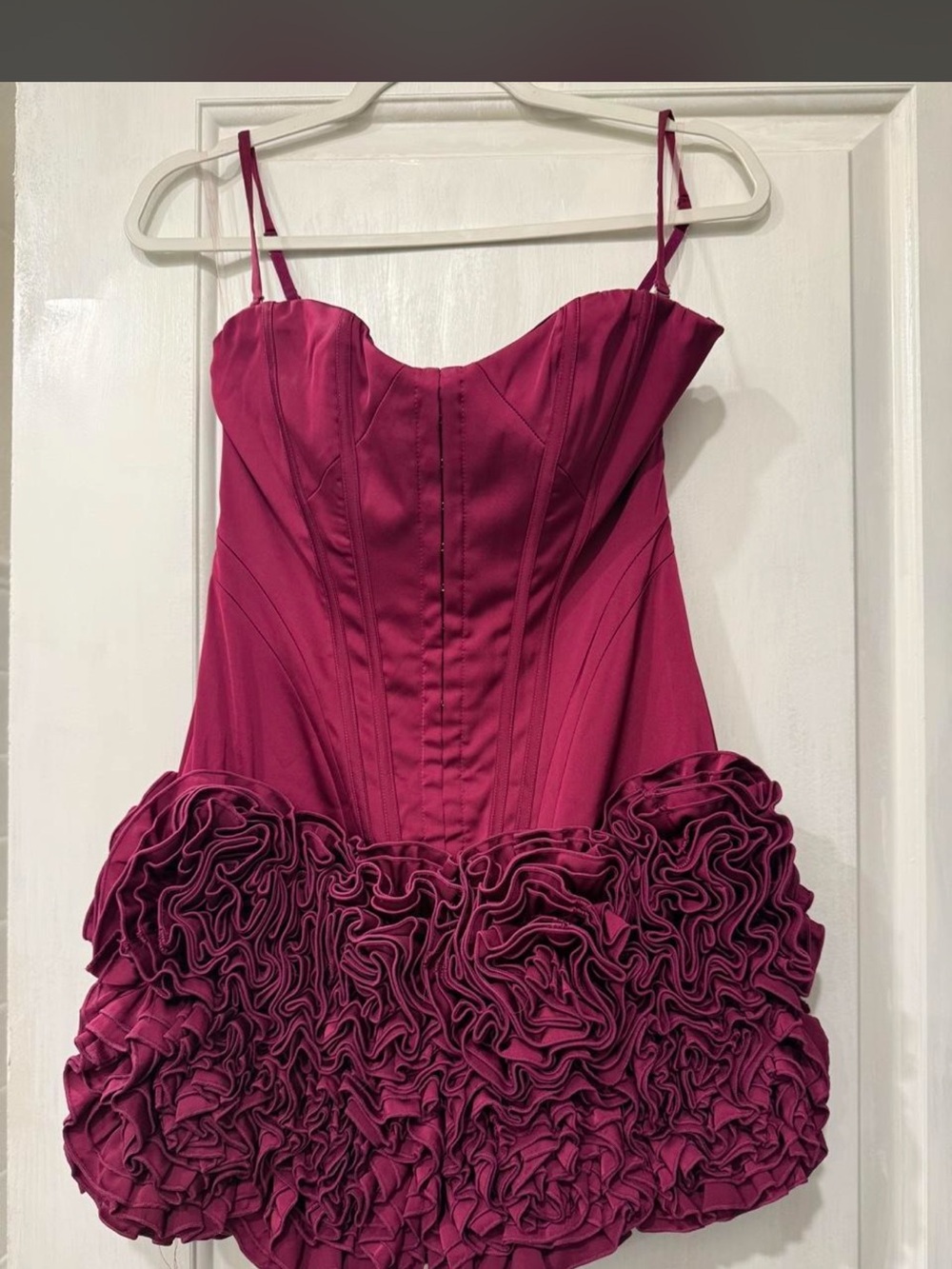 Oh Polly Fuchsia Ruffle Mini Dress